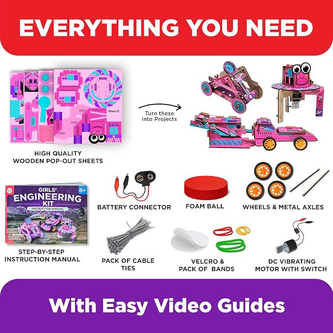 Doctor Jupiter Girls’ Engineering Kit for Kids Ages 8+, Birthday Gifts | Gift Ideas for Girls Ages 7,8,9,10,11,12, STEM Toy for Ages 8-13, Science Kits for Kids