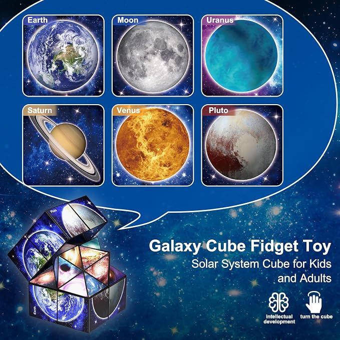 Euclidean Cube Fidget Toys for Kids 2 in 1 Star Cube Magic Cube Puzzle Toys | Fidget Cube for Kids and Adults, Yoshimoto Cube Travel Toys Stress Relief for All Age, Space Gifts for Boys Girls Ages 8-12