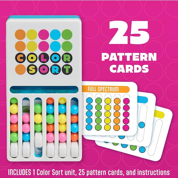 Brainwright Color Sort Game - Travel Brainteaser & Fidget Toy for Kids 8+, Fast Color Sorting Puzzle, Screen-Free Family Board Game