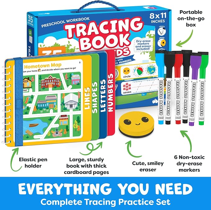 Tracing Books for Kids Ages 3-5 - Letter Tracing Activity Books for Kids Ages 3-5 - Preschool & Kindergarten Workbooks - Writing Practice & Learning Educational Toys for 3 Year Old