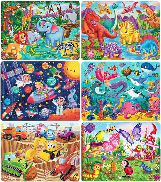 Wooden Puzzles for Kids Ages 4-6-8, 48 Piece Jigsaw Puzzles for Kids 3 4 5 6 7 8 Year Old, Toddler Children Preschool Puzzles Educational Toys for Boys and Girls