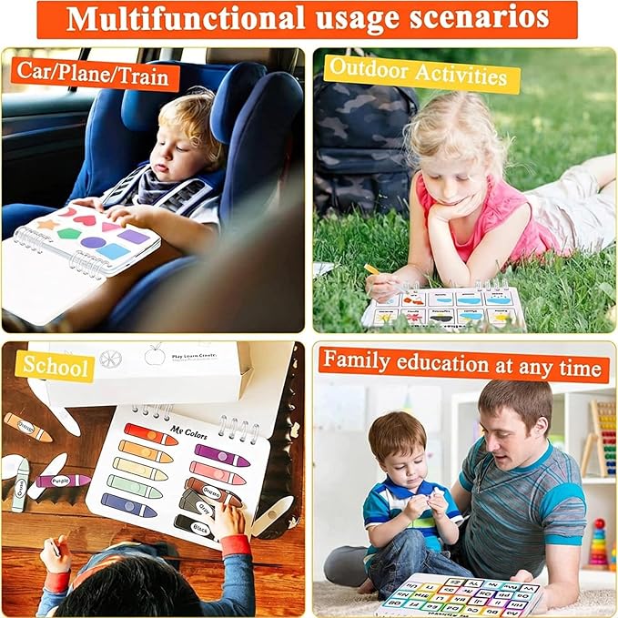 Mallify Busy Book for Toddlers 3-5, Montessori Busy Book with 30 Themes and 8 Markers, Kids Binder and Early Learning Toys, Preschool Busy Books for Toddlers, Tracing Coloring Book, BusyTots