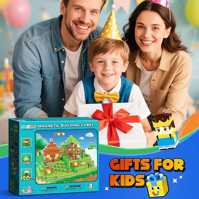 Magnetic Blocks 100PCS Building Cubes Kids Boys Girls Toys for Ages 3+ | STEM Sensory Learning Building Magnet Toys for Ages 3-5 5-7 8-10 10-12, Christmas Birthday Gifts for Kids Boys Girls