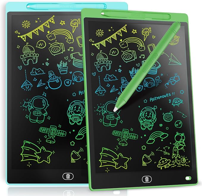 [2 Pack] Genialba LCD Writing Tablet 10-Inch Colorful Doodle Board, Toddler Learning Educational Toys Gifts for 3-8 Years Old Girls and Boys, Electronic Drawing Pad for Kids (Blue&Green)