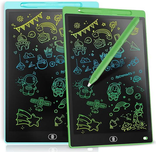 [2 Pack] Genialba LCD Writing Tablet 8.5-Inch Colorful Doodle Board, Toddler Learning Educational Toys Gifts for 3-8 Years Old Girls and Boys, Electronic Drawing Pad for Kids (Blue&Green)