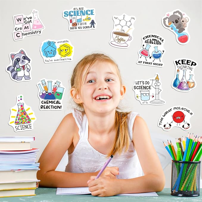 200 PCS Chemistry STEM Stickers | Laboratory Classroom Decor, Waterproof Vinyl, For Teachers Students Kids Teens Adults, For Water Bottle Laptop Notebook