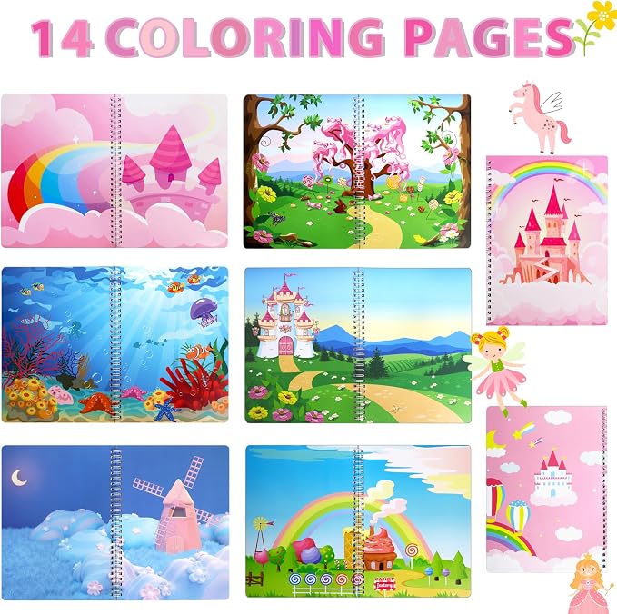 Jelly Sticker Books for Toddlers 2-4 Years, Reusable Sticker Book for Kids 1-3, Toddler Easter Basket Stuffers＆Travel Essentials Princess Stickers Toddler Plane Activities (Wonderland)