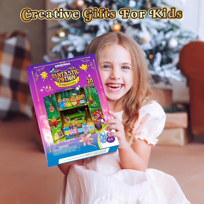 CARTELL Fairy Magic Potions Kit for Kids, Potions Craft Kit Age 6-10 | 26 DIY Mixed Wizard Potion Bottles, Mystery Potions Kit, Christmas Decorations Gifts for 6 7 8 9 10+ Year Old Girls Boys