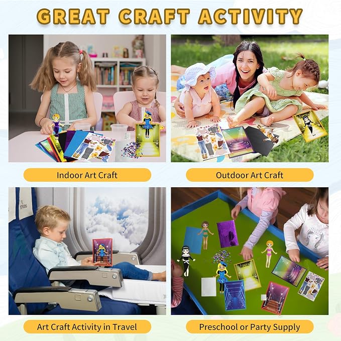 VKPI Fashion Dress Ups, Paper Art Crafts for Girls, Foam Paper Felt Fashion Activities for Kids Ages 5+ Toddler, Preschool Projects Toy Creative Gift Kit for Birthday