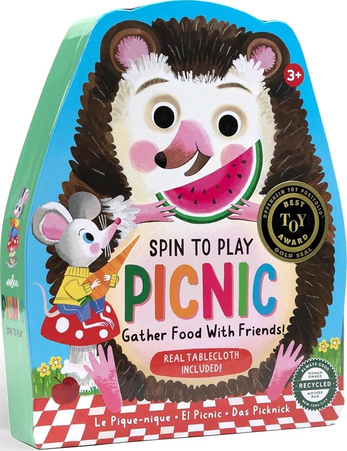 eeBoo: Spin to Play Picnic - Game for Kids, Gather Food with Friends, Preschool, Ages 3+, 2-4 Players, 15-25 Min Playing Time