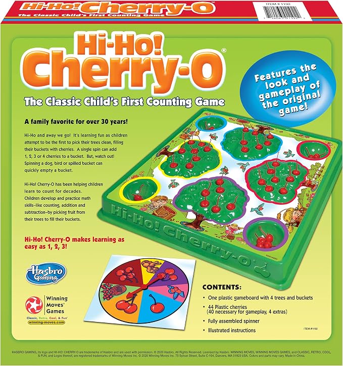 Hi-Ho Cherry-O, Classic Childrens Counting Game, by Winning Moves Games USA | Have Fun & Learn To Count, 2 to 4 Players, Ages 3+