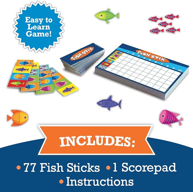 Peaceable Kingdom Fish Stix Award-Winning Strategy Board Game | Kids Ages 6+ Color & Pattern Matching Family Game Night Cooperative Game 2-4 Players Educational Gift for Boys & Girls