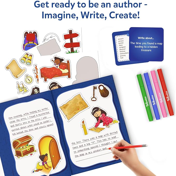 Skillmatics Storybook Art Kit – Adventures, Writing Activity, Gift for Kids | Create Adventure Stories, 300+ Stickers, Scrapbooking & Journal, Storytelling Activity, Screen-Free Craft, Ages 5, 6, 7, 8, 9