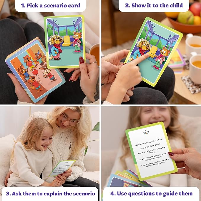 Who What Why Mega Pack Conversation Cards, Speech Therapy Game, Ages 4+ | 120 picture cards, WH questions, speech delay support, counseling tools, social skills, communication, classroom and therapy