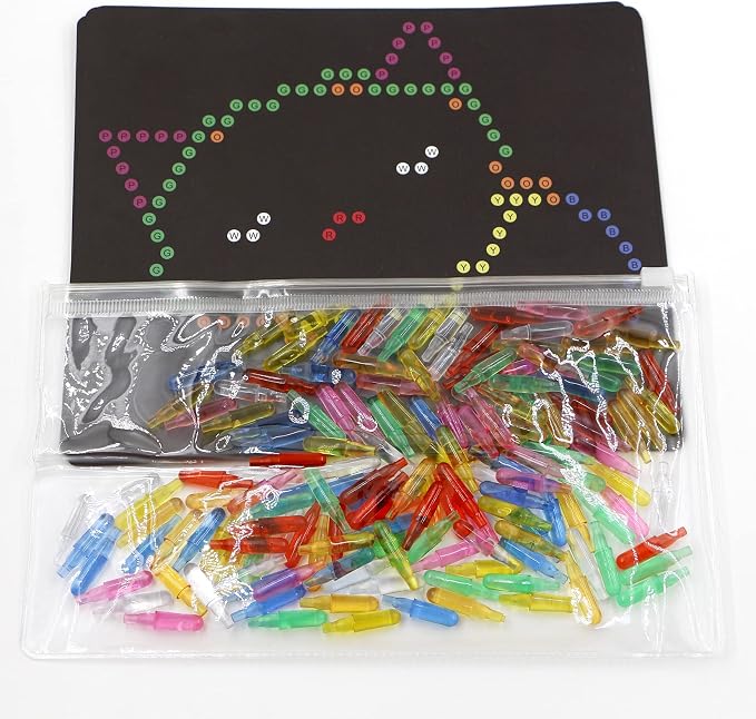 RioRand Refill Pegs and Templates Pack for Magic Light Up Board | Replacement Accessories with Colors,Creative Play Light Toys for Kids 4 Years and Up
