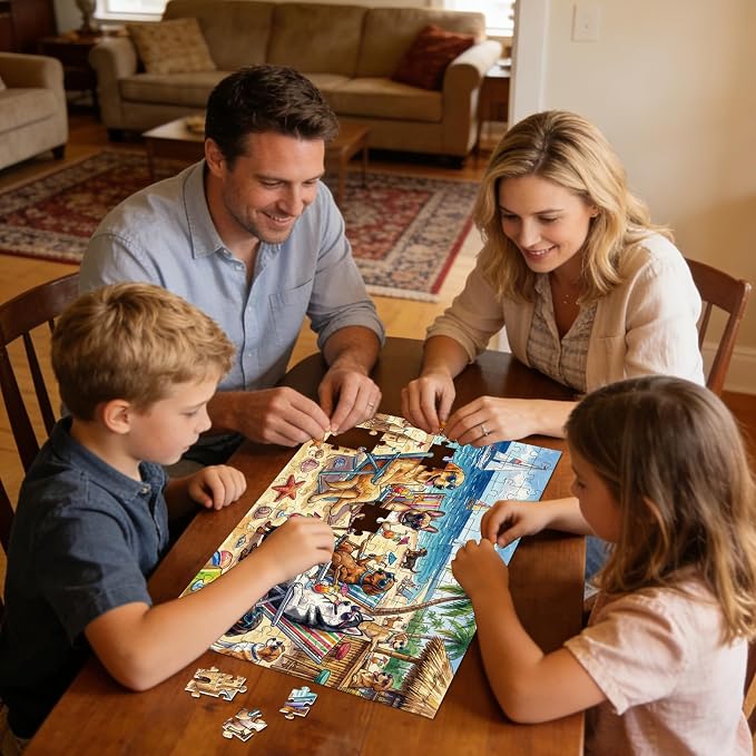 4-Pack 100 Piece Puzzles for Kids Ages 4-6 6-8 8-10, Funny Dogs 100 Piece Puzzles for Seniors Adults, Cute Animals Large Piece Kids Puzzles 100 Pieces for Seniors Adults Family Game Gifts (15x10 in)
