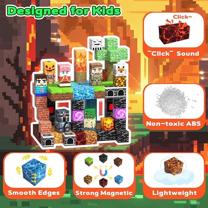Magnetic Blocks, 150PCS Toys Building Cube Birthday Gifts for Kids | Magnetic Cubes, 0.8 inches Building Blocks, STEM Construction Toys Christmas Birthday Gifts for Kids Boys Girls