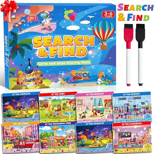 Search and Find Activity Books for Kids Age 3-5 4-8, Kids Travel Toys Games | Car Airplane Toys, Toddler Kid Road Trip Travel Essentials, Boys Girls Birthday Gifts, Preschool Learning Activities