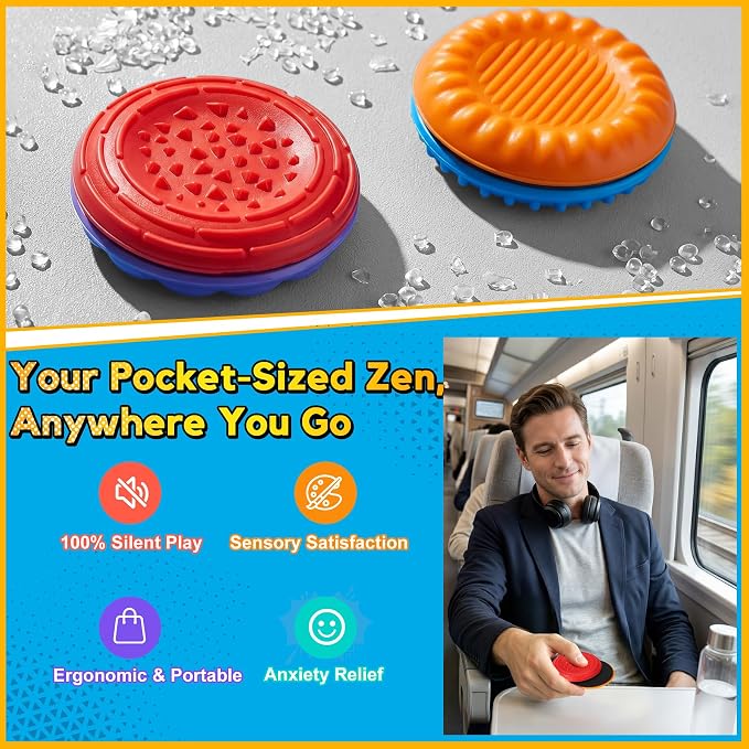 Magnetic Fidget Slider Coin Set 6 Pack, Quiet Stress Relief Toys, Sensory Sliding & Clicking Desk Fidget for Adults & Kids, ADHD Focus Anxiety Relief Office Classroom Portable Fidget Gifts