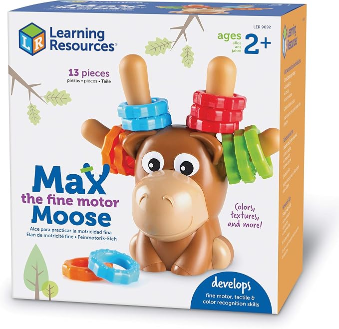 Learning Resources Max the Fine Motor Moose - 13 Pieces, Ages 2+ Toddler Learning Toys, Fine Motor Toy for Toddlers, Preschool Toys