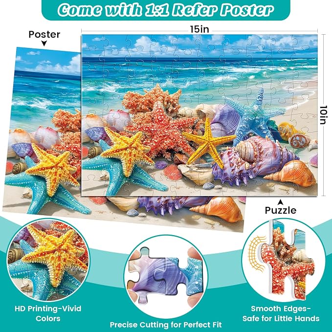 4-Pack 100 Piece Puzzles for Kids Ages 6-8 8-10 - Large Piece Puzzles for Dementia Seniors - Farm Countryside Jigsaw Puzzles for Adults & Kids Ages 4-6, Learning Educational Toys Gifts for Boys Girls