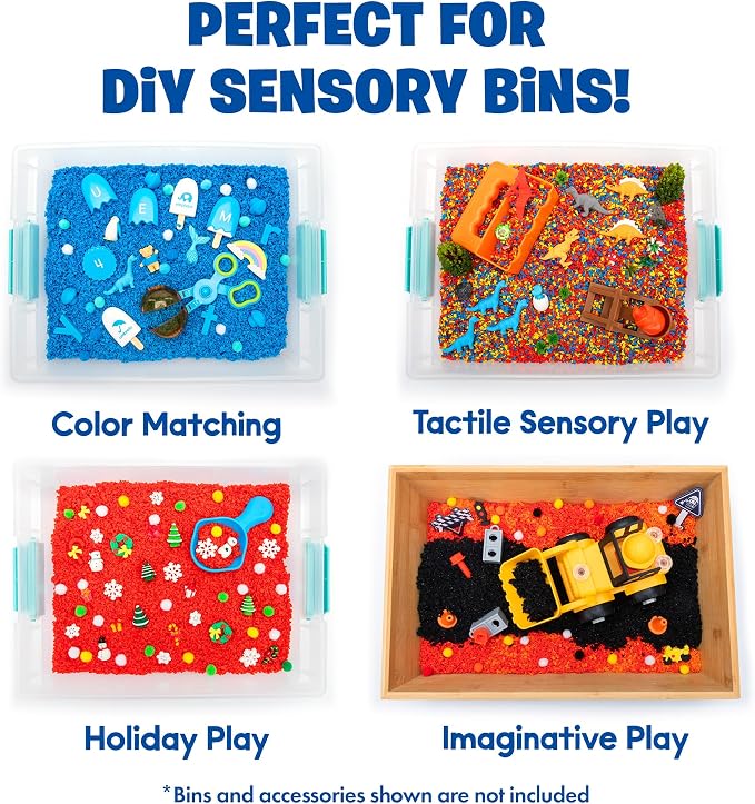 Educational Insights Pluffle 2-pack (Red & Blue) - Preschool Sensory Bin Filler, Tactile Sensory Toys for Toddlers 3-4, Mess Free Slime Alternative, Satisfying Foam Sand Bin Filler