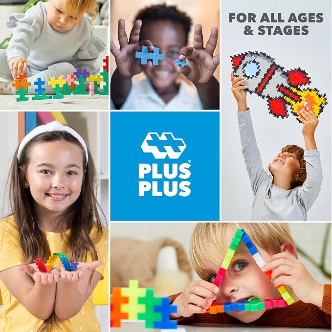 PLUS PLUS Big 100 Piece Pastel - Large Building Blocks for Toddlers | Quiet Stem Toys for Toddlers, Prek Classroom Essentials, Waffle Blocks Jumbo, Stem Bins for Classroom, Sensory Bins