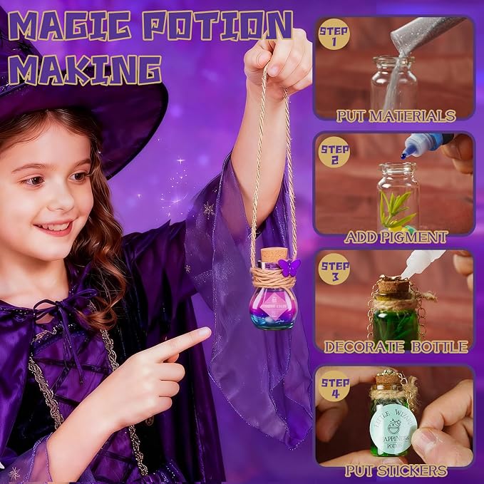 Magic Potion Kit for Kids - 12 Mixed Fairy Potion Bottles, Art Craft & Decoration Toys for Girls Ages 6 7 8 9 10 12+ Year Magical Workshop Kit for Boys Girls Birthday Party Gift, Christmas