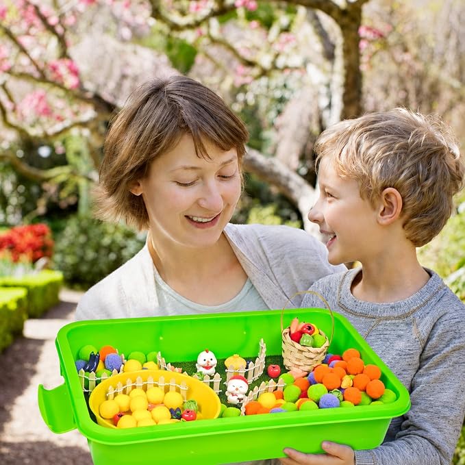 Cinrobiye 152 Pcs Vegetable Learning Activity Set, Farm Vegetable Sorting Game with Garden Vegetables and Farm Accessories for Fine Motor Activities, Preschool Classroom Learning & STEM Education