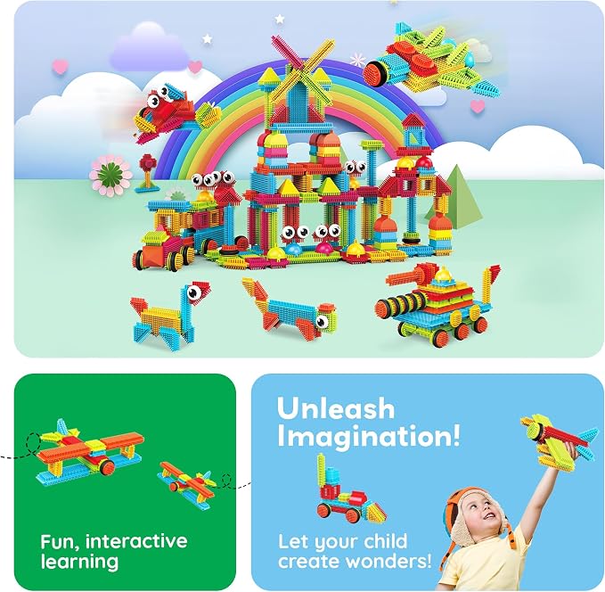PicassoTiles 240 Piece Hedgehog Bristle Blocks 3D STEM Building Toy Ages 3+ | Easy angle-to-angle connections, vivid colors, creative exploration, spatial reasoning, fine motor skills, solo or group play