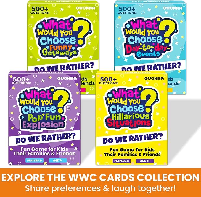 QUOKKA Card Game for Teens, Kids, Adults – 500+ Hilarious Travel & Vacation Scenarios | Funny Getaways What Would You Choose Challenge | Family Nights & Party Game for Friends, Road Trips & Sleepovers