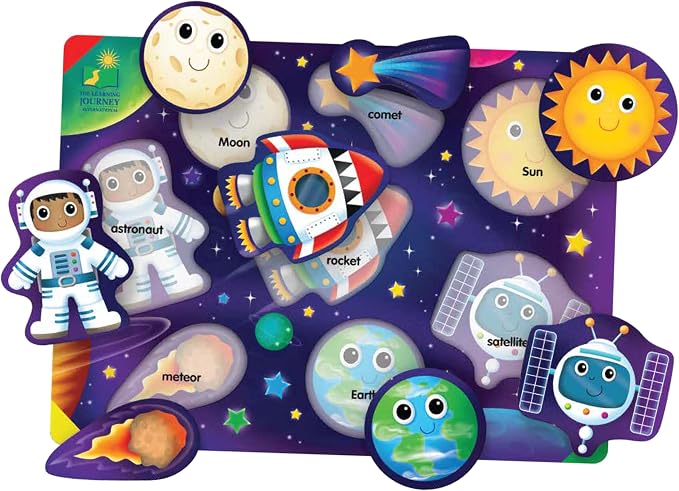 The Learning Journey Space Puzzle Lift & Learn - 26 Pieces - Cardboard, Outer Space Theme for Toddlers 2-5 Years