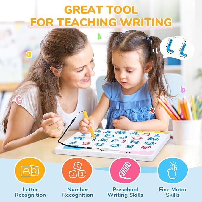 JoyCat Magnetic Letter and Number Tracing Board Set, ABC and Numbers 1-20 | Double-sided boards help toddlers practice uppercase/lowercase ABCs, numbers and math; preschool educational gift for kids.