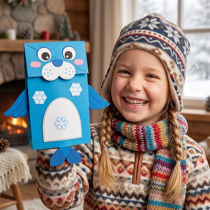 WATINC Hand Puppet Making Kit, Paper Sock Puppet Toys for Kids (Polar) | 9 Styles, Make Your Own Storytelling & Role Play Crafts, Creative Group Activity, Party Favors & Gifts for Kids Ages 4-8
