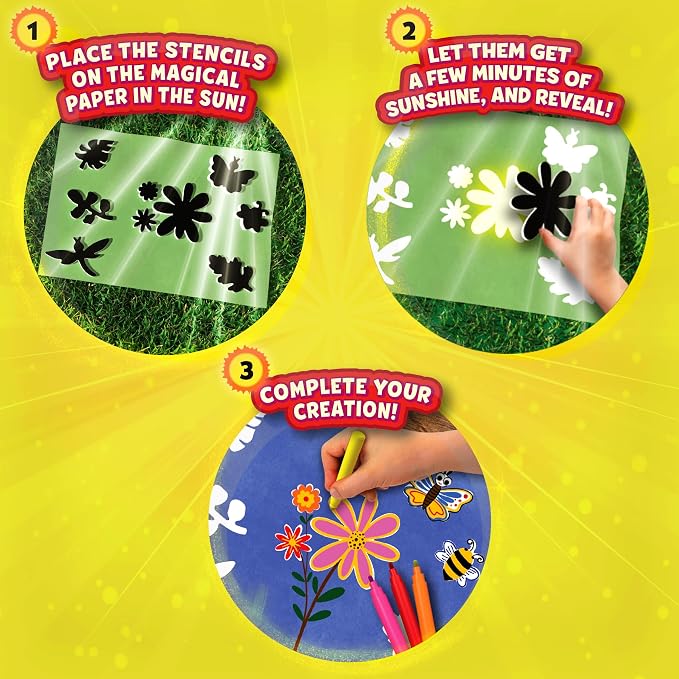 Skillmatics Magical Sun Art – Out in Nature, STEM Paper Craft Kit for Kids | Decorative Paper, Nature Stencils & Markers, Create with Sunlight, Mess-Free, Gifts for Ages 4, 5, 6, 7, 8, 9, 10, 11, 12