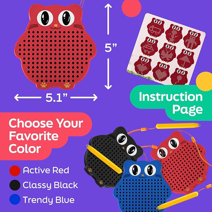 Magnetic Drawing Board for Kids & Toddlers, Airplane & Car Ride Travel Toy | Magnetic Bead Board with Stylus Pen, Mess-Free Travel Toys for Toddlers & Kids, Road Trip & Flight Gift for Boys & Girls