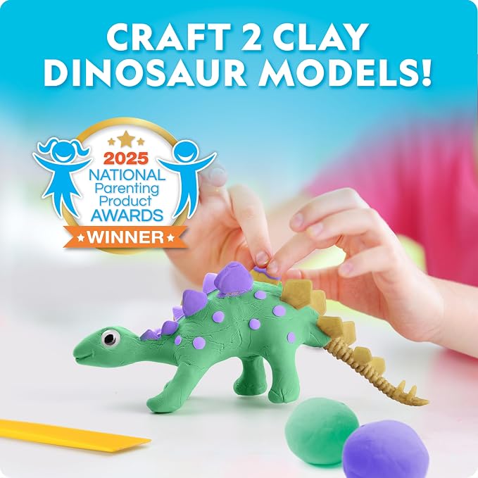 National Geographic Giant Dinosaur Egg Arts and Crafts Activity Kit | 15+ Dinosaur Crafts, Paint Cars, Clay Models, Dig Brick and Stickers, Creative Science Activities, Birthday Gift