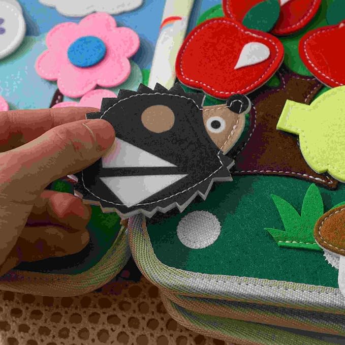 GOODMOM Busy Book for Toddlers Age 1-3 - Interactive Quiet Felt Activity Book with Hide-and-Seek Tiger, Travel Toys for Kids, Learning Toys, Fine Motor Skills,