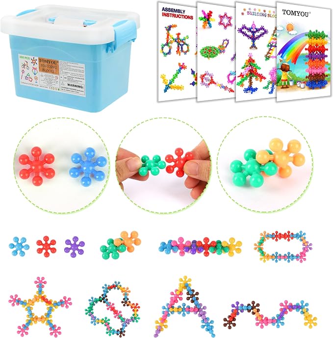 TOMYOU 300 Pieces Building Blocks Kids STEM Toys Educational Classroom | Sensory, Interlocking Solid Plastic for Preschool Boys and Girls Aged 3+, Safe Material Creativity