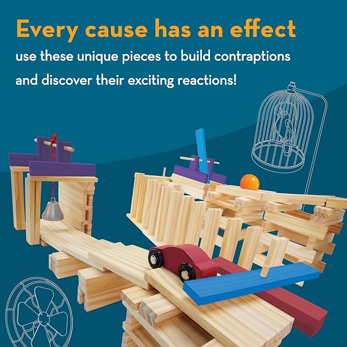 MindWare KEVA Contraptions Reactions Planks Building Toy - 178 KEVA Building Planks (191 Piece Set) - Free-Form Wood Building Set for Kids to Create Their Own Ball Maze – Ages 7 & Up