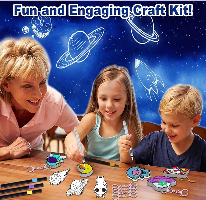 JRD&BS WINL Magic 3D Art Kit for Kids: 15 Aqua Puff Paint by Number Crafts, DIY Color & Inflate Activity for Boys Travel Toys for Children Great Gifts for Girls & Boys Ages 4-10(Outer Space)