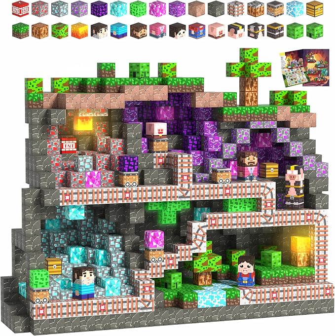 Magnetic Blocks, 150PCS Light Up Building Cube Toys Gifts for Kids | Magnetic Cubes, 0.8 inches Building Blocks, 1PCS Light Up Blocks, STEM Toys Christmas Birthday Gifts for Kids Boys Girls