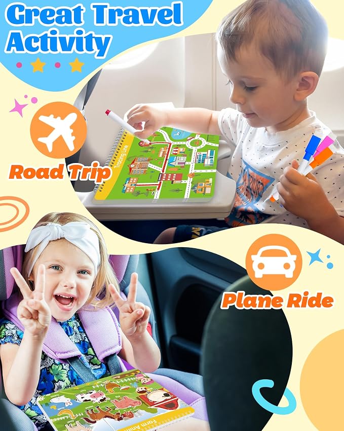 Walenced Busy Book for Toddlers 3 4 5 Year, Preschool Learning Activities | Coloring Activity Books for Kids Ages 3-5, Montessori Autism Sensory Travel Educational Toys, Gifts for 3 and Up Boy Girl