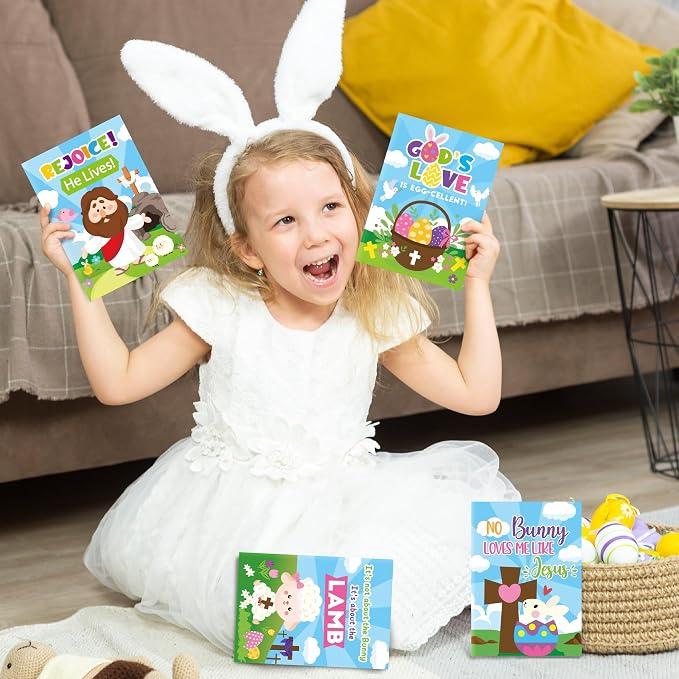 24Pcs Easter Religious Coloring Books - Christian DIY Color-in Pages Booklet Bulk Drawing Easter Theme Activity Party Supplies for School Classroom Rewards Holiday Artwork Gift