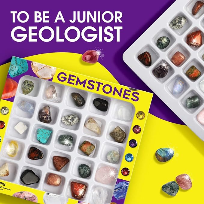 Piano Potato Rocks Collection 25PCS Rock and Mineral, STEM Geology Toy 6-12 | Tumbled Stones & Healing Crystals, Gemstones for Kids Learn Mineral Properties, Great Gift for Young Rock Collectors