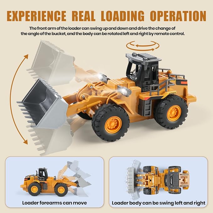 Dwi Dowellin Rc excavators,Remote Control Front Loader,Construction Vehicle for Boys Ages 3-12, Gift for Birthday Christmas
