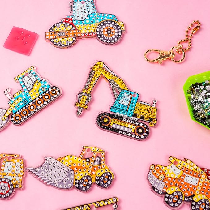 Labeol Arts and Crafts for Kids - Creat Your Own GEM Keychains-5D Diamond Painting by Numbers GEM Kits for Kids Girls Toddler Age 6-7 6-8 10-12