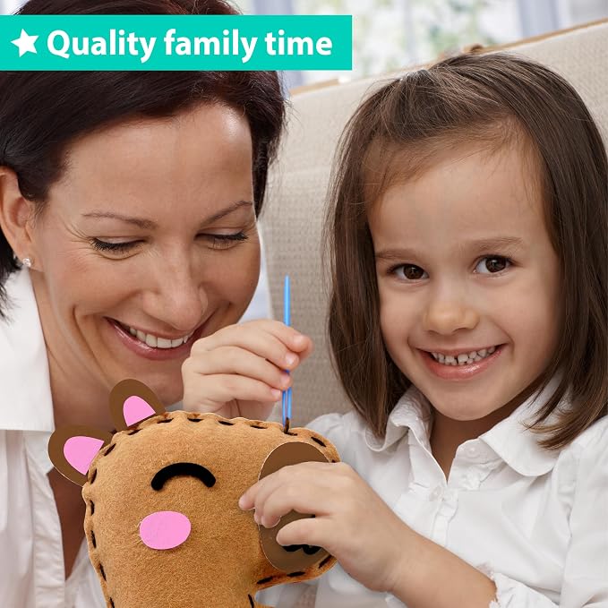 KRAFUN Beginner Sewing Kit, Sew Capybara & Orange, Pre-Cut Felt, Ages 5+ | Beginner Sewing Kit: Sew 2 Plushies, Capybara & Orange. Pre-Cut, Pre-Punched Felt, No Scissors. Safe Plastic Needle for Kids