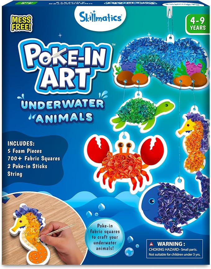 Skillmatics Poke-in Art Underwater Animals & Snip Snip Animals Bundle, No Mess Art for Kids, DIY Creative Activity, Gifts for Boys & Girls Ages 3, 4, 5, 6, 7, 8, 9