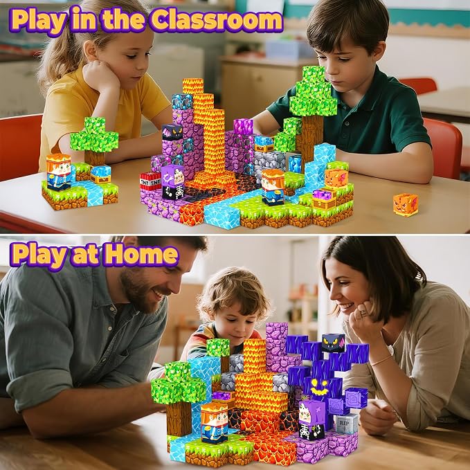 ORZbb Magnetic Blocks, Kids Magnetic Building Cubes Toys for 3-13 Year Old Boys Girls, Montessori Sensory STEM Toddler Construction Toys Christmas Birthday Party Gifts.